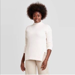 A New Day Mock Turtleneck Tunic Pullover Sweater white large